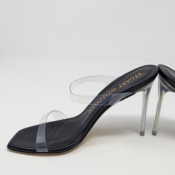 Stuart Weitzman Aleena Lucite PVC Heels Black and Clear Size 7 - Picture 9 of 15